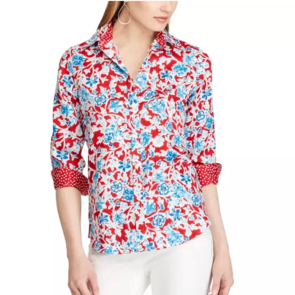 Chaps button up floral collared shirt